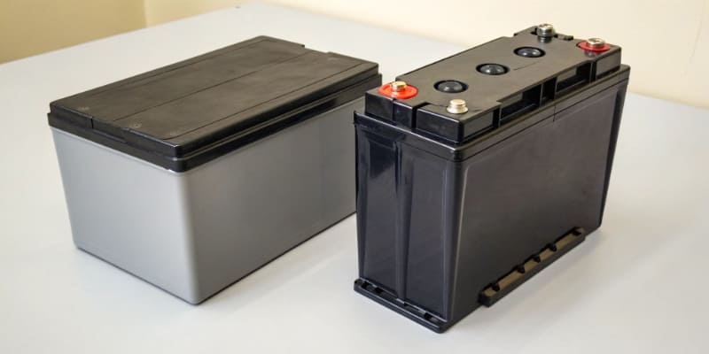 A pallet of LFP battery cells in a warehouse