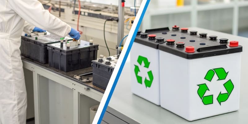 A graphic comparing the lifecycle environmental impact of LFP and NMC batteries