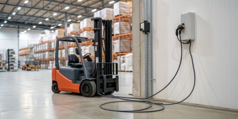 Electric forklift charging with battery pack