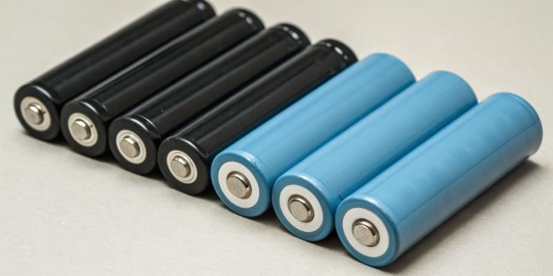 Blue and black cylindrical battery for B2B