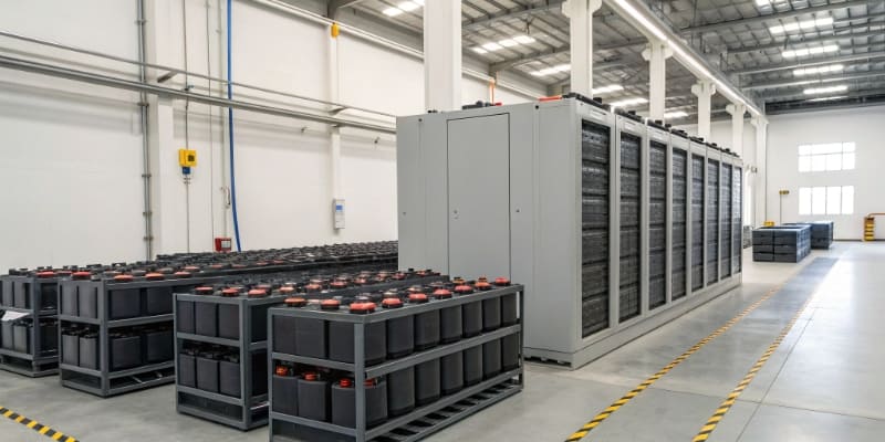 A graph showing the cycle life degradation of an LFP battery versus an NMC battery over time