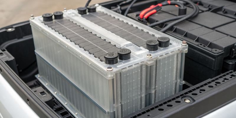 An illustration showing the internal structure of a LiFePO4 battery pack with a cooling system
