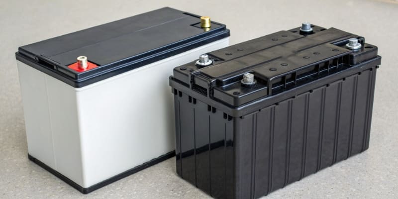 Side-by-side comparison of an NMC and an LFP battery cell