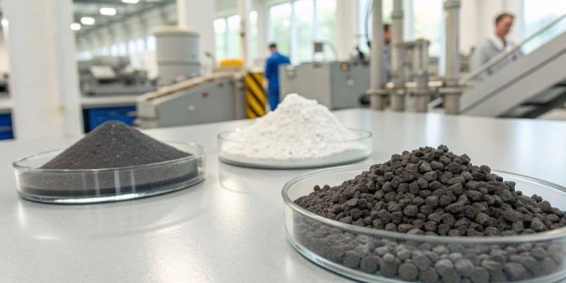 An image showing raw materials for LFP batteries like iron and phosphate