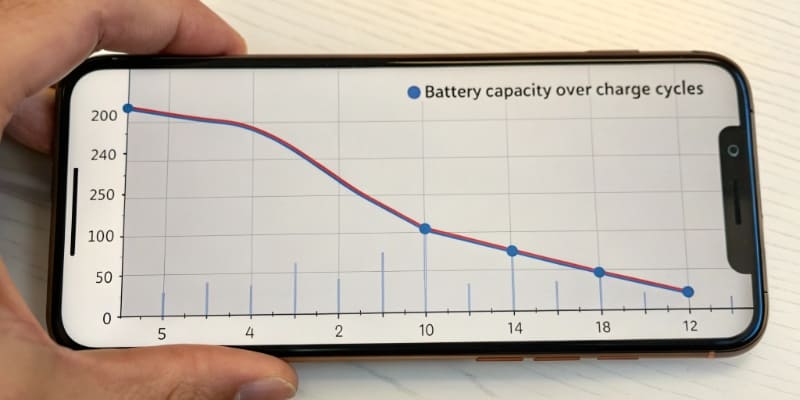 Battery capacity decrease chart on phone