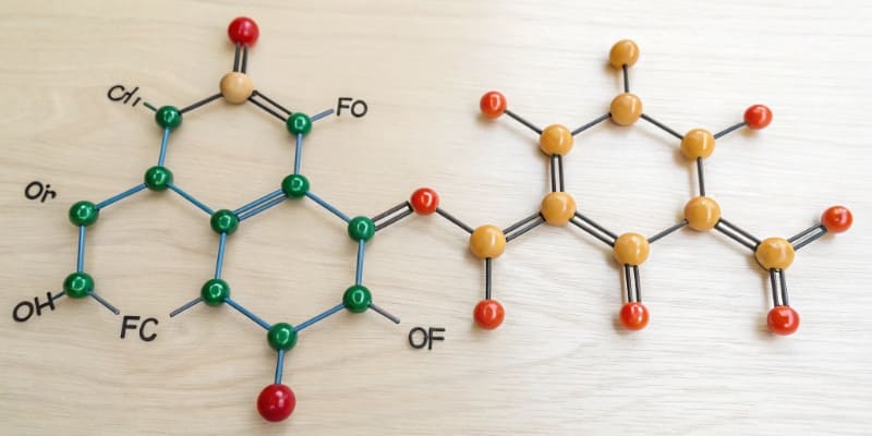 A chemical structure diagram comparing LFP and NMC molecules