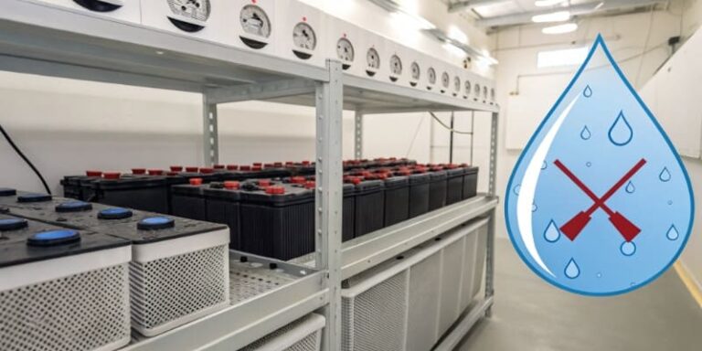 Battery room with no wet cleaning