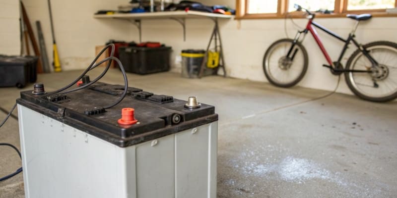 A lithium battery with frost on it and a temperature gauge showing below freezing