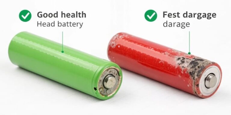 Comparison new and damaged battery