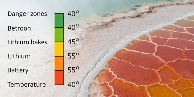An infographic showing the danger zones for lithium battery temperatures