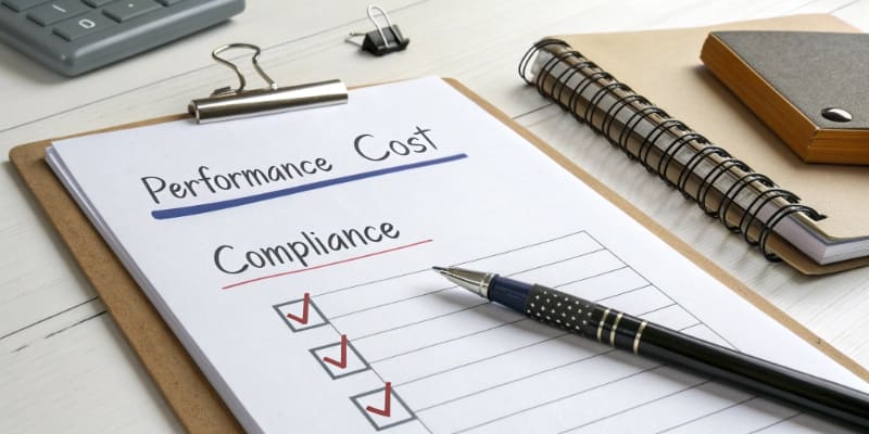 Battery Selection Checklist An image of a checklist with items like 'Performance', 'Cost', and 'Compliance'