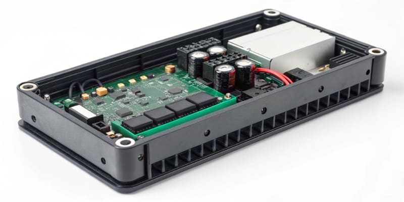 A comparison image of a small BMS for a device and a large complex BMS for an EV