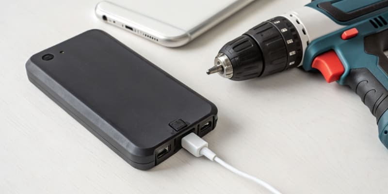 High-Capacity vs. High-Discharge-Rate Applications Two devices side-by-side: a power bank and a power drill