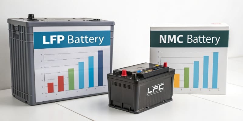 Upfront Cost of LFP vs NMC A price tag comparison graphic for LFP and NMC batteries