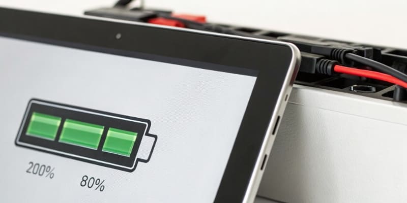 Graph showing battery capacity after 400 cycles