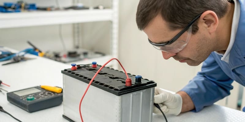 Firefighter symbol next to a lithium battery to indicate danger