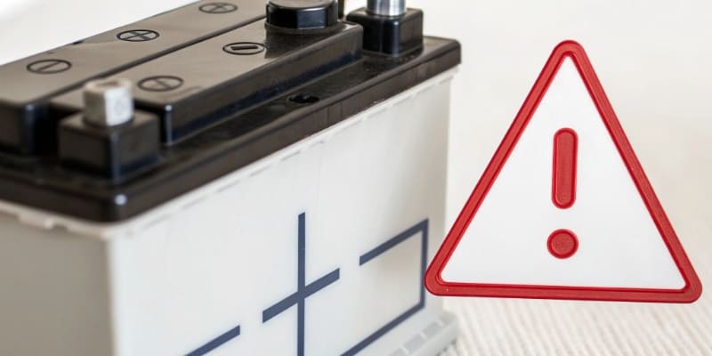 Battery warning sign, risk alert