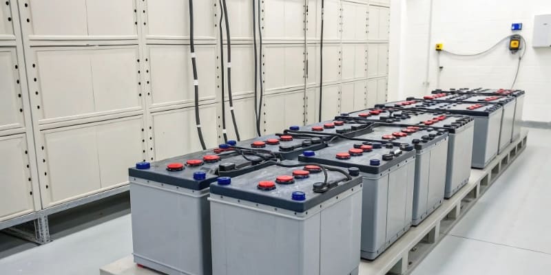 An image of an energy storage system powered by LFP batteries in a clean environment