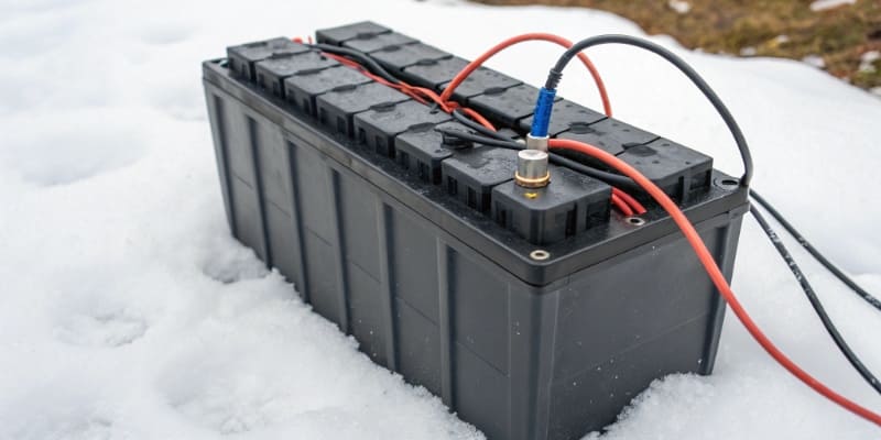 A warning graphic showing a thermometer next to a lithium-ion battery indicating danger above 60°C