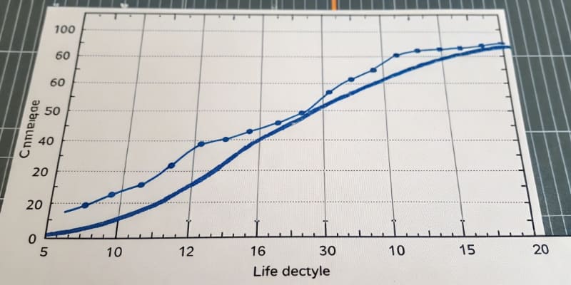 Graph showing the cycle life degradation of LFP vs NMC batteries over time
