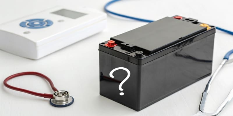 Medical battery with stethoscope question mark