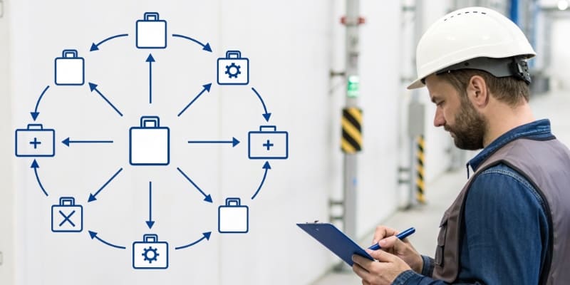A technician inspecting a swollen lithium battery