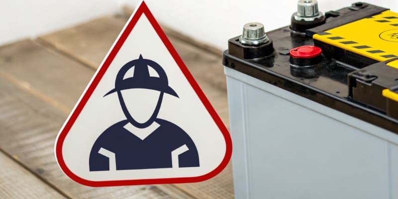 Battery safety warning sign