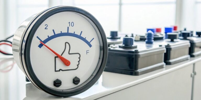 Battery power gauge with thumbs up