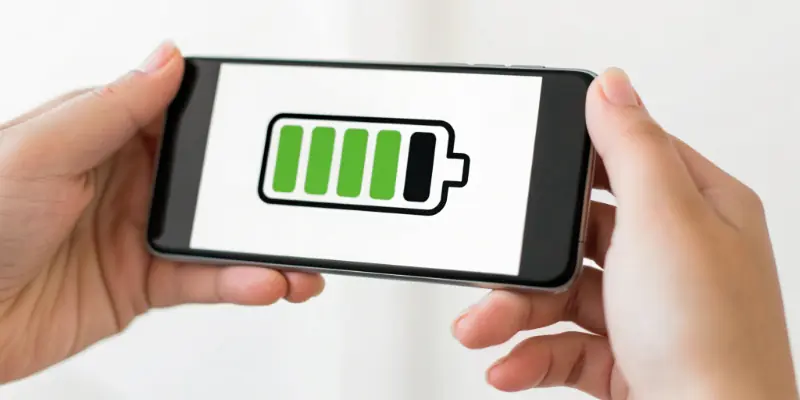 A device with the battery being removed for storage