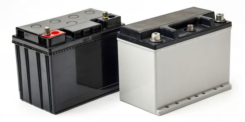 Side-by-side comparison of a lithium battery and a lead-acid battery