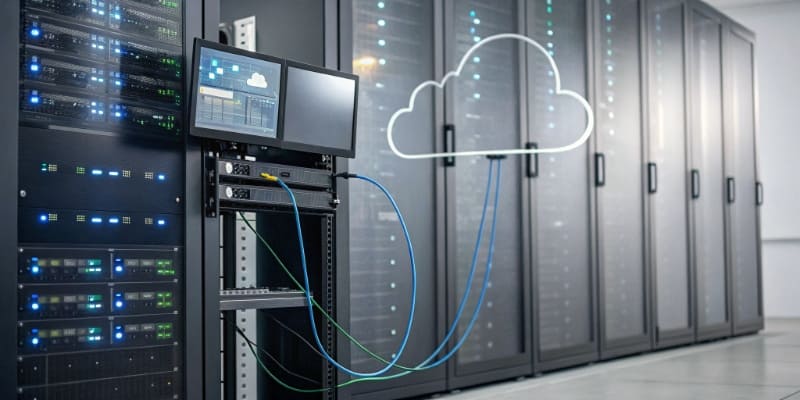 A futuristic graphic showing data flowing from a battery to the cloud for analysis