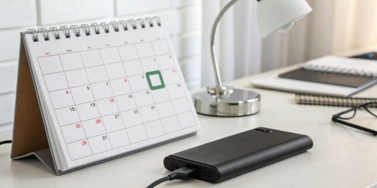 Portable power bank with calendar
