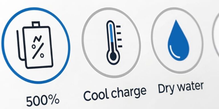 Battery efficiency icons for industrial use