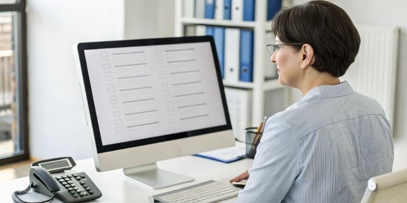 A person on a computer, looking at an online certification verification database