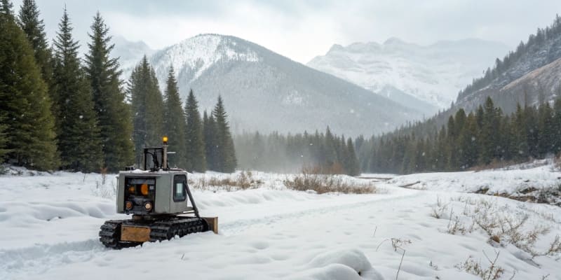 Device Working in Cold Winter A rugged device operating in a snowy, outdoor environment