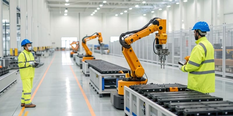 A pie chart graphic illustrating projected battery market share in 2025