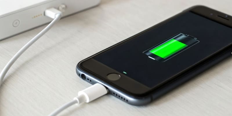 A battery charger showing a battery at 50% charge level