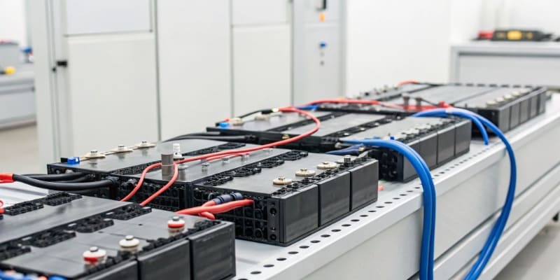 An infographic showing icons for balancing, temperature monitoring, and overcharge protection