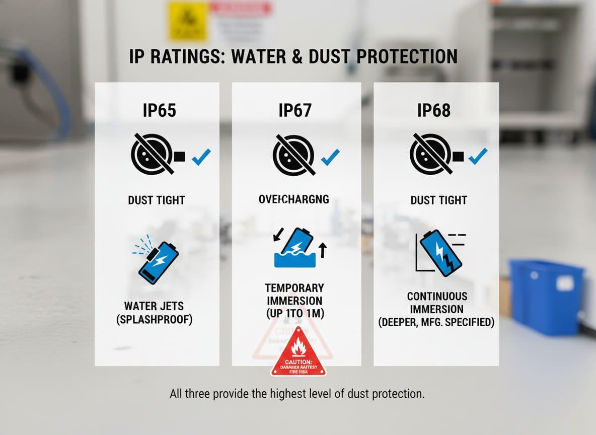 An image showing a device being tested for dust ingress in a chamber