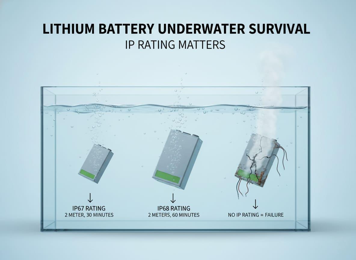 Diagram showing IP67 vs IP68 immersion depths