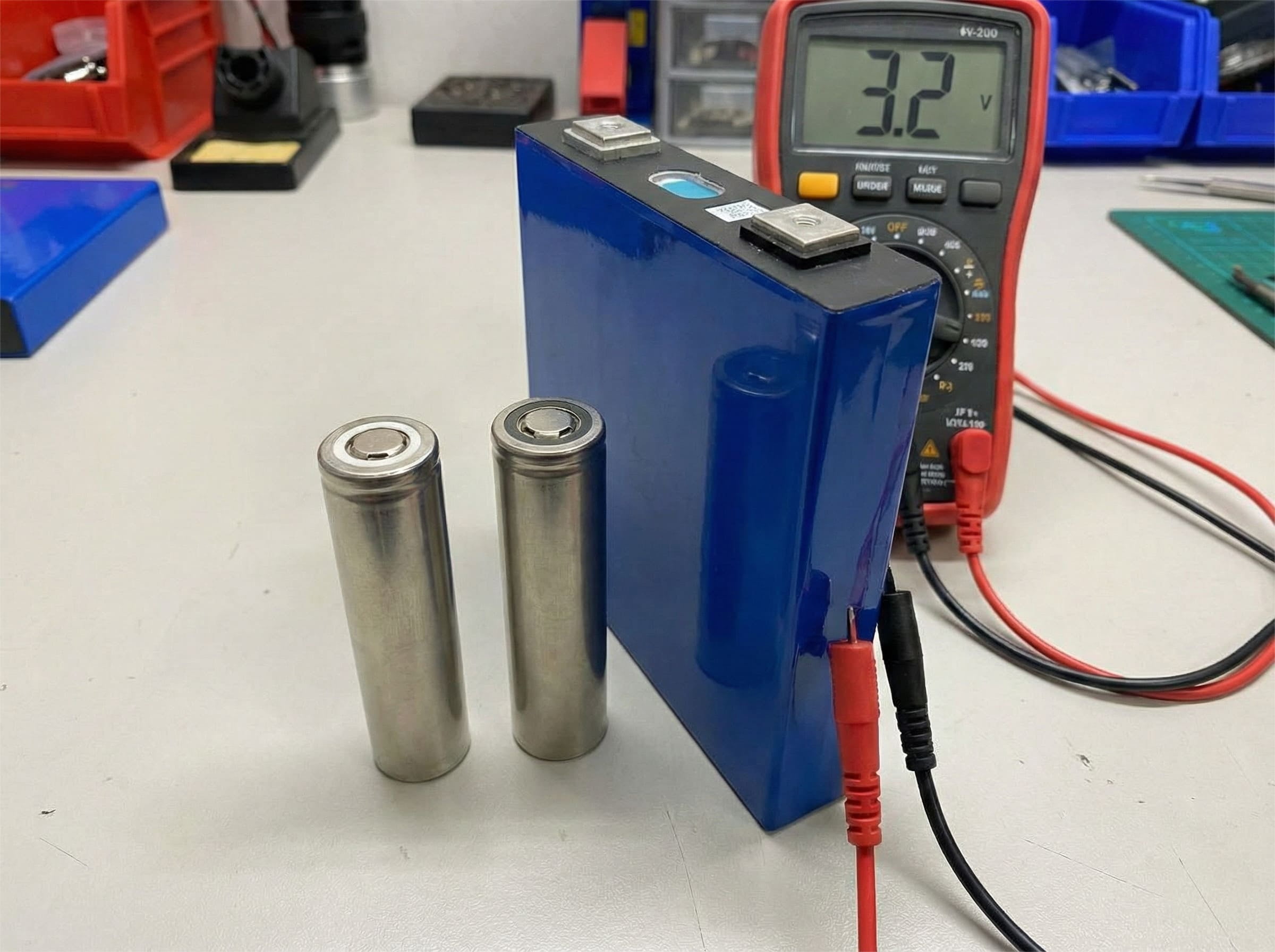 A comparison of 18650 and 26650 batteries showing LFP, NCM, and NCA chemistries