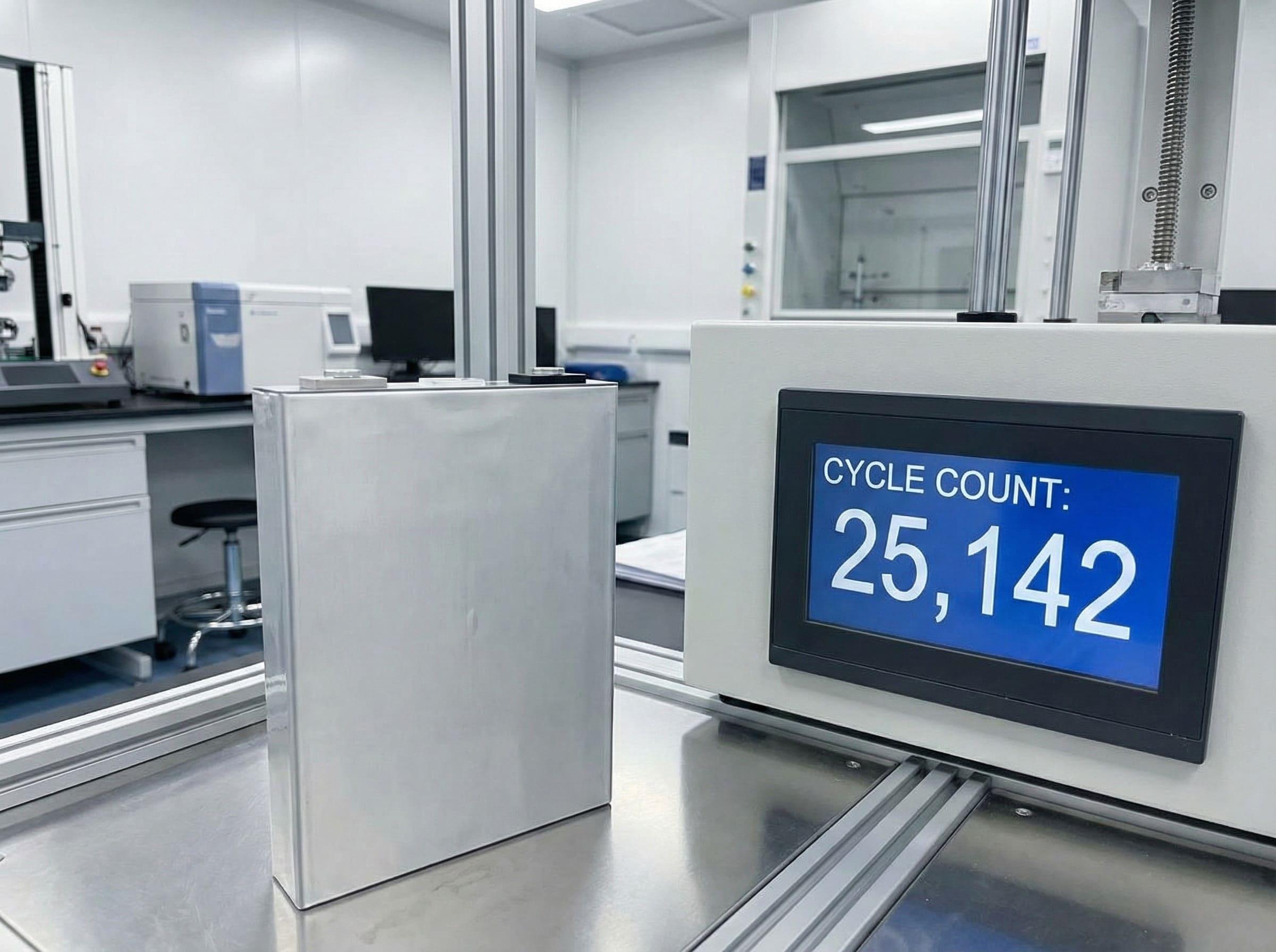 An image showing a graph of cycle life comparison between sodium-ion and LFP batteries