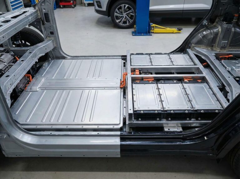 Electric vehicle chassis with installed battery modules