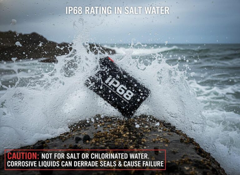 IP68 lithium battery saltwater warning