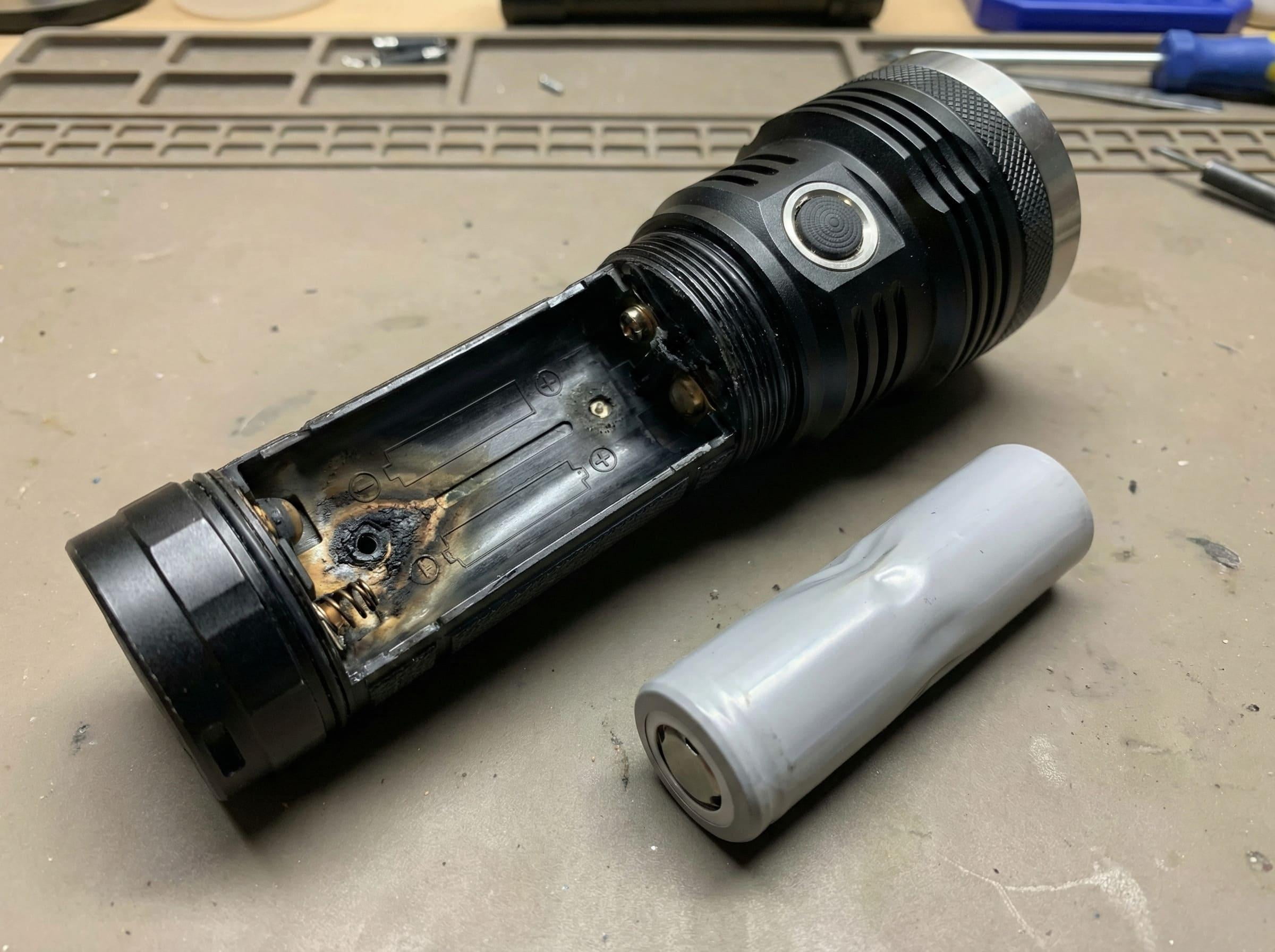 An external battery box connected to an electronic device