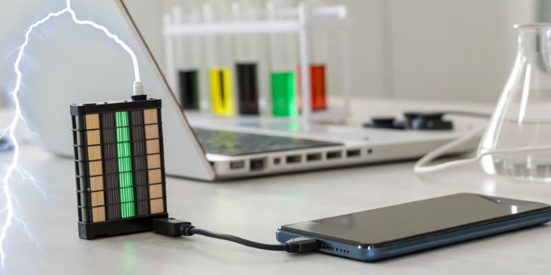 Laptop and storage batteries on white