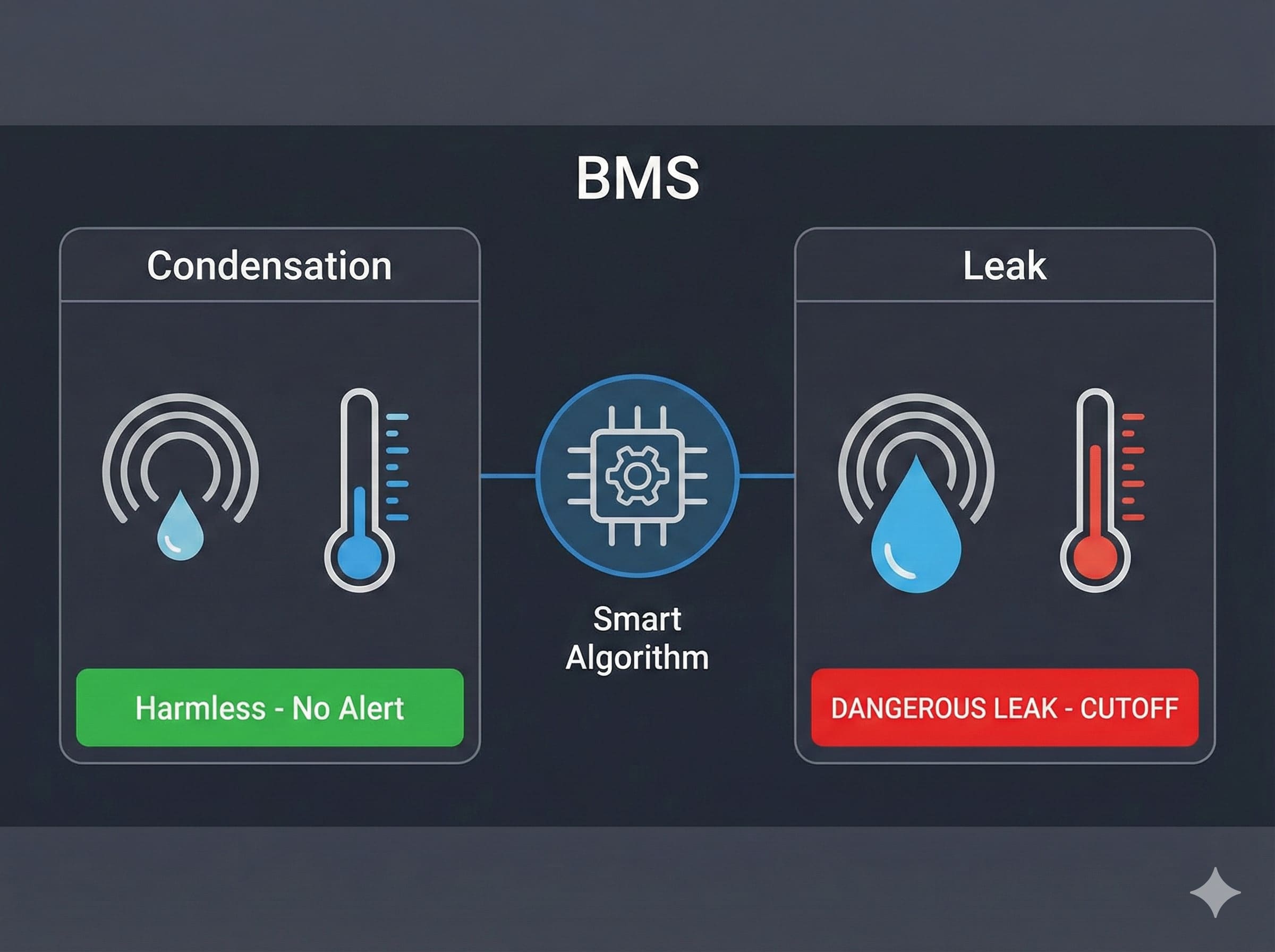 A diagram showing how a BMS correlates temperature and humidity data