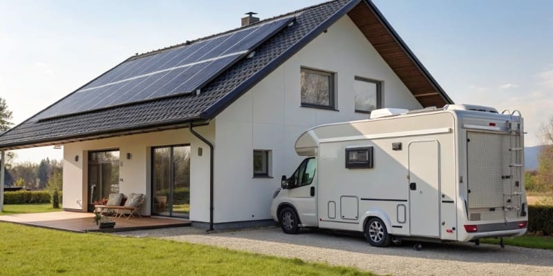 Home solar system and RV for energy storage