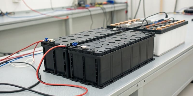 A graph showing battery capacity fade over cycles at different discharge rates