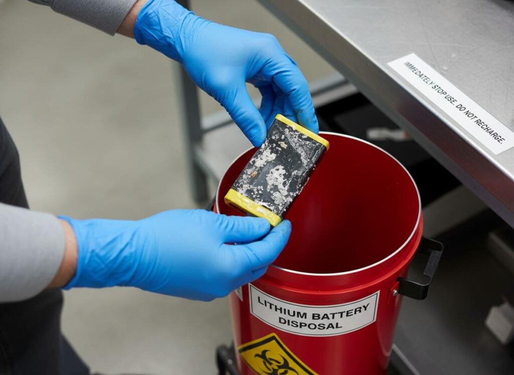 Safety disposal of damaged lithium battery